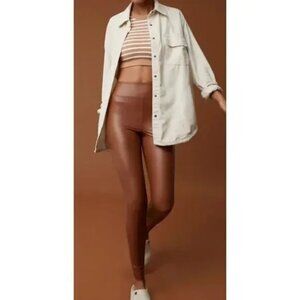 Aerie Offline Luxe Faux Leather Leggings Light Brown NWT